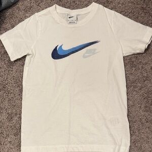 Nike Kids Tee with Blue and Gray Swoosh